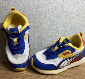 Puma Kids Shoe Sz 9c Rider Future VTG Retro No Tie Laces Yellow Blue